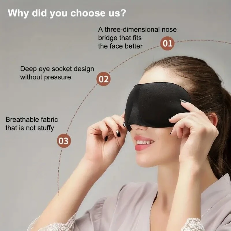 (image for) KALOAD 3D Stereoscopic Sleep Eye Mask Sleep Magic Memory Sponge Black Shading Breathable Quik Sleep for Outdoor Travel