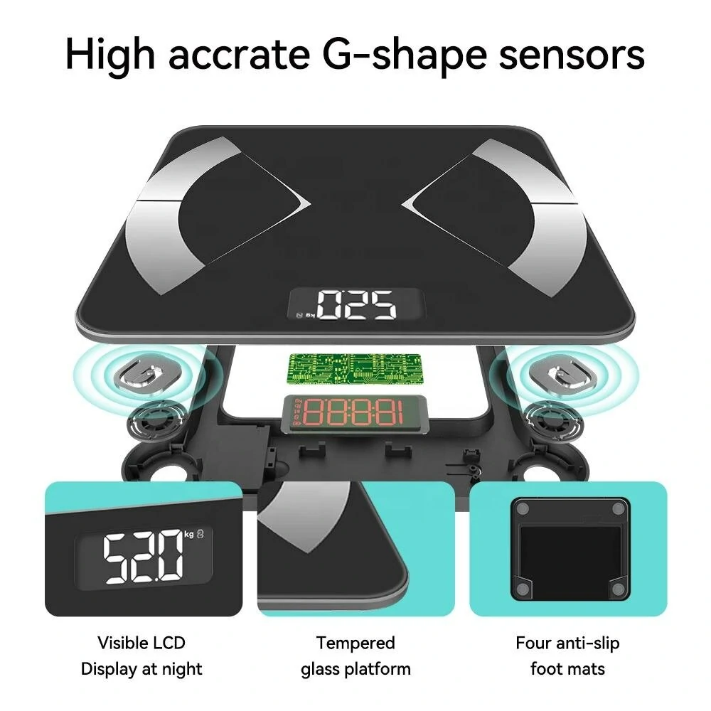 (image for) Mini Smart Body Fat Scale 20 Key Body Data Analyze Scale Providing Diet Exercise Programs Support 180kg Multifunctional Weight Body Fat Scale