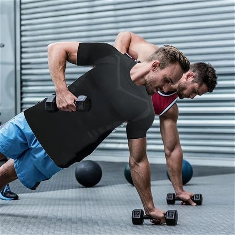 (image for) TENGOO Tight Sports Shirt Shaping Shirts Quick Drying Polyester Multifunctional Comfortable T-Shirts for Running Hiking Fashing Body Building Workout